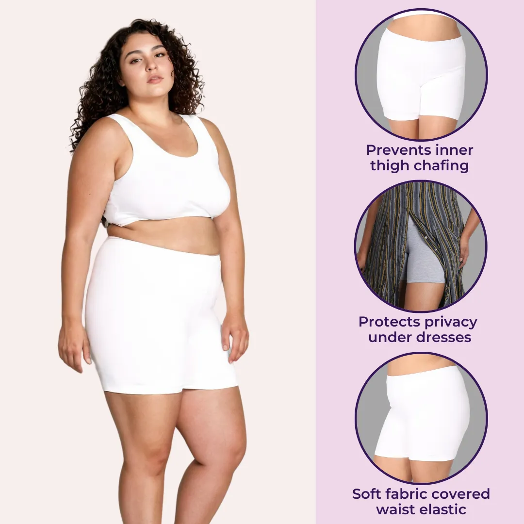 Plus Size Undershorts | High Waist | Full Coverage | Thigh Length | Chafe Free & Itch Free | Pack Of 3 - Image 2