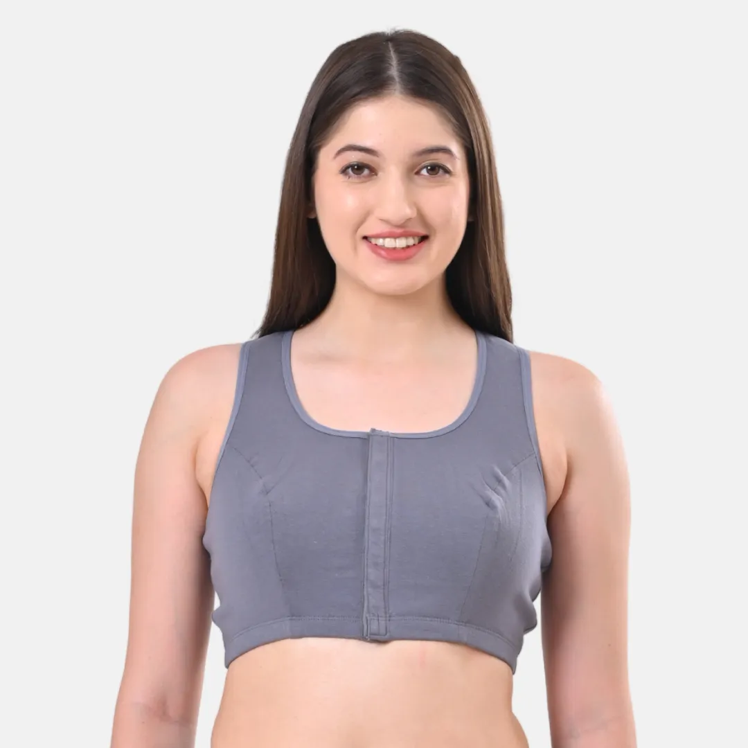 Post Surgery Bra | Front Open | Non Padded | Non Wired | Racerback | High Back Rise - Image 10