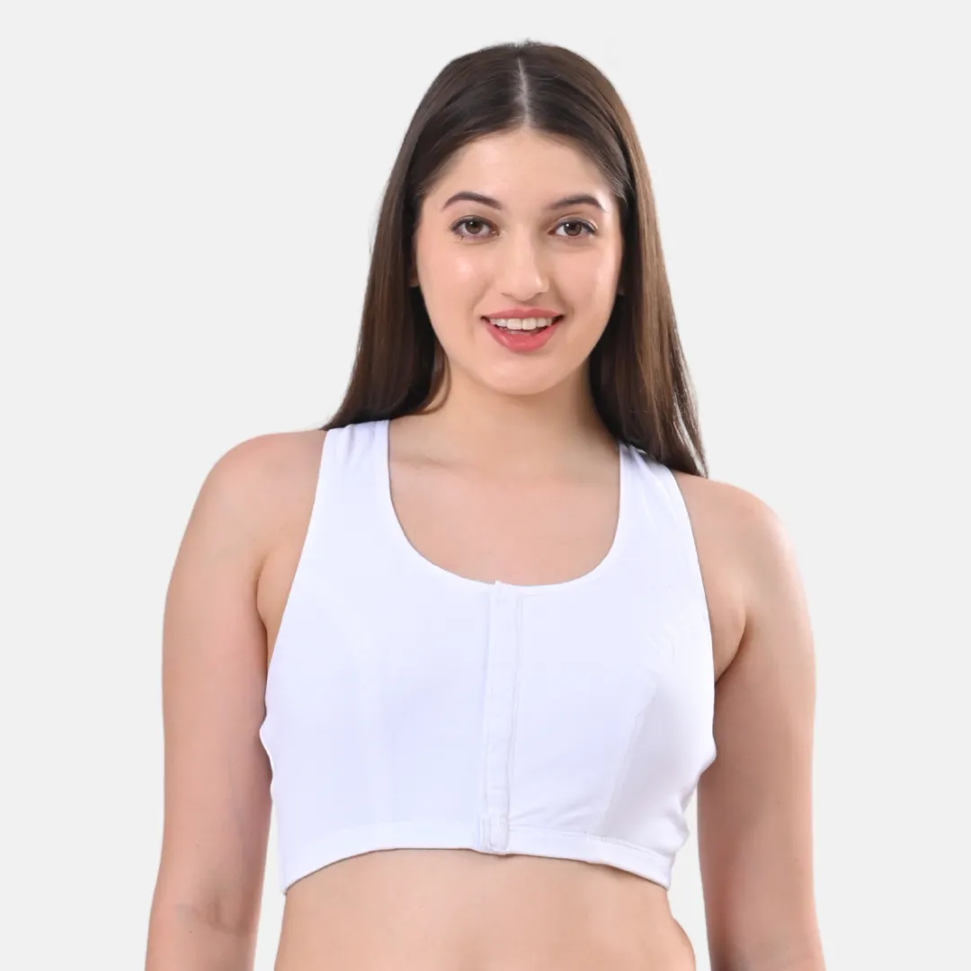 Post Surgery Bra | Front Open | Non Padded | Non Wired | Racerback | High Back Rise - Image 9