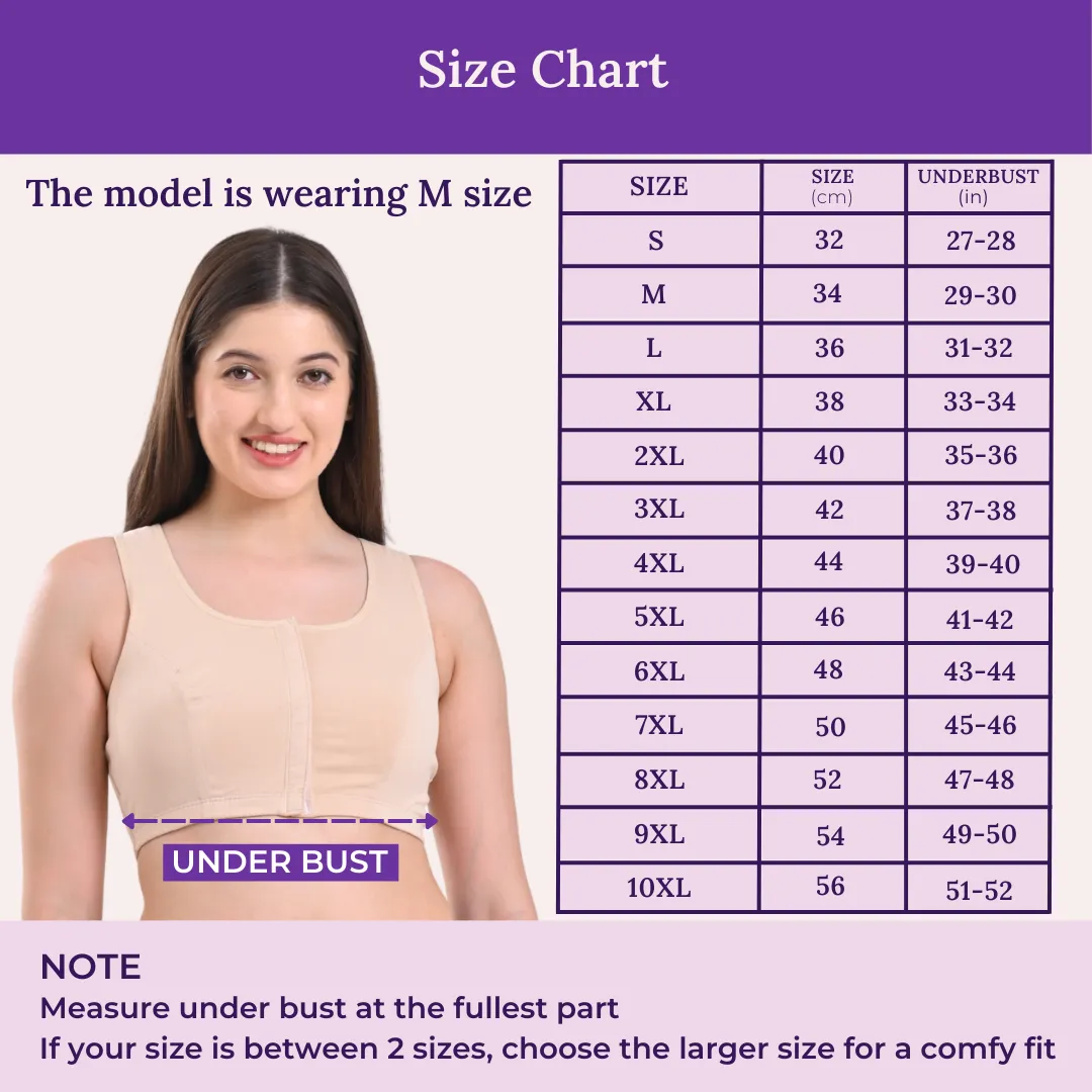 Post Surgery Bra | Front Open | Non Padded | Non Wired | Racerback | High Back Rise | Pack Of 2 - Image 3