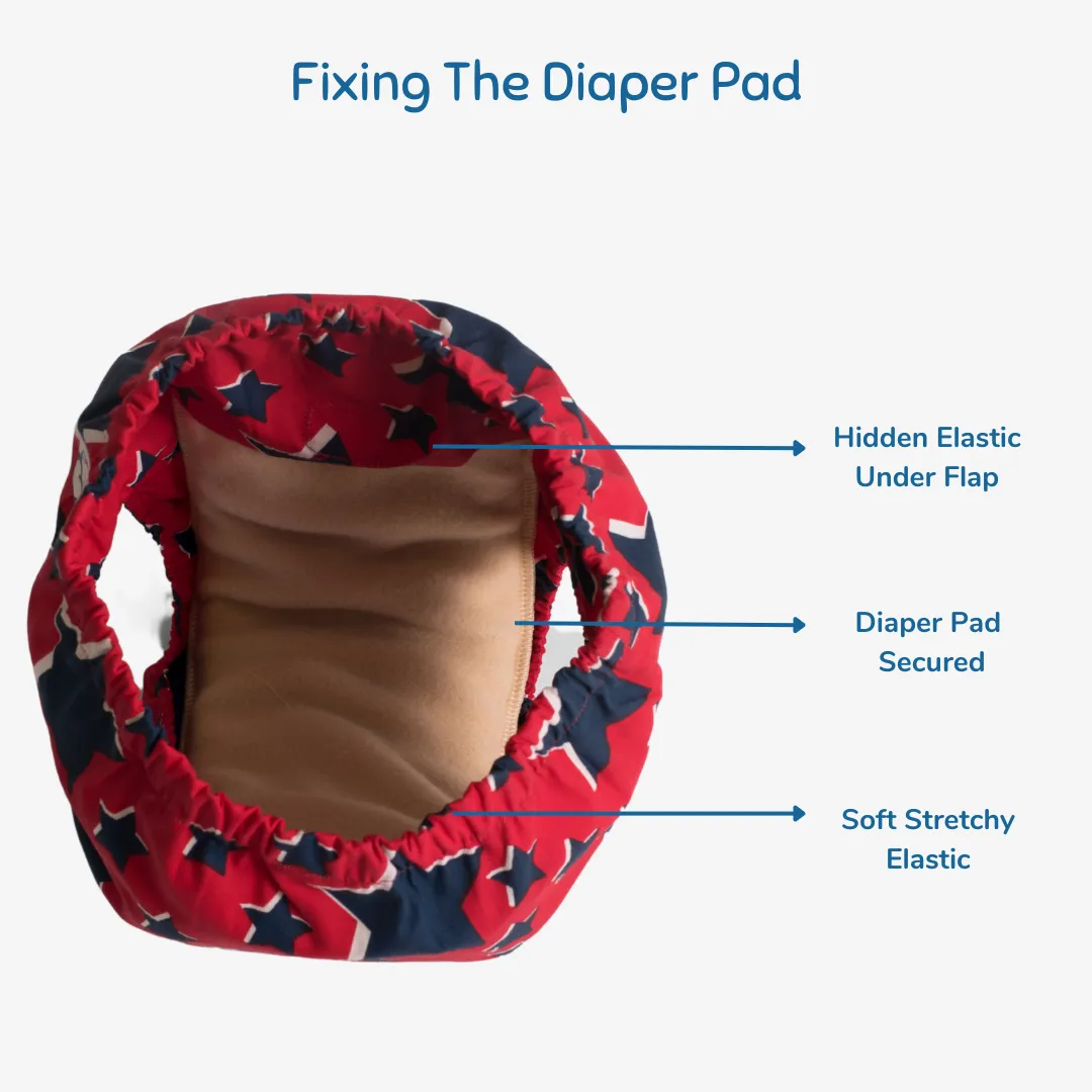 Fabric Diaper | Super Star | Elastic Waist | Pull Up/Underwear Style | With 2 Diaper Pads Free - Image 4