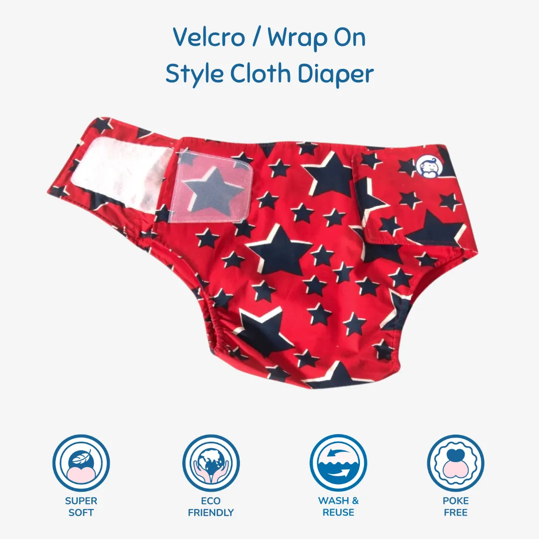 Infant Reusable Diapers | Super Star | Velcro Closure | With 2 Diaper Pads Free - Image 3