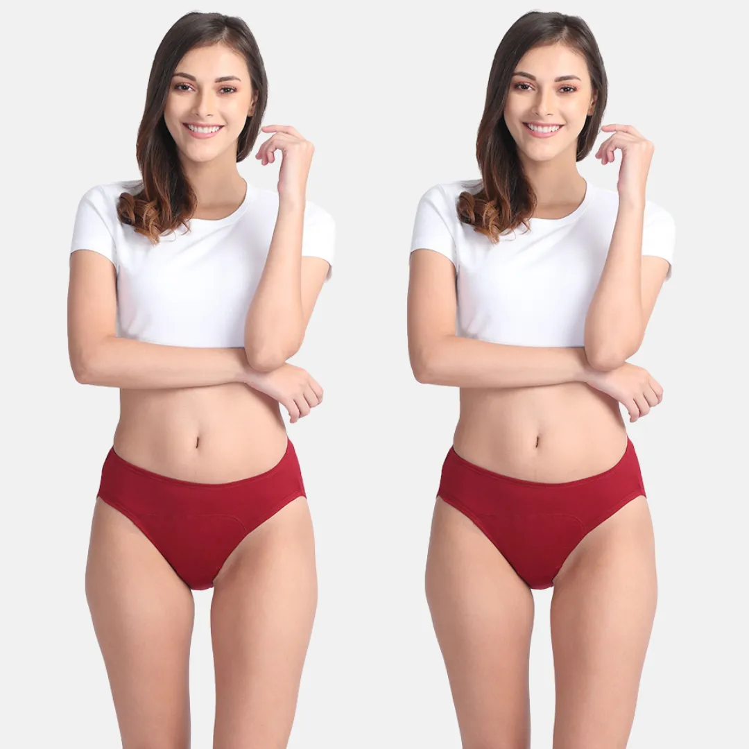 Period Panties For Stain Free Period | Hipster Fit | Leakproof | Use with Pad For Hygiene | Prevents Front & Back Stains | 2 Pack