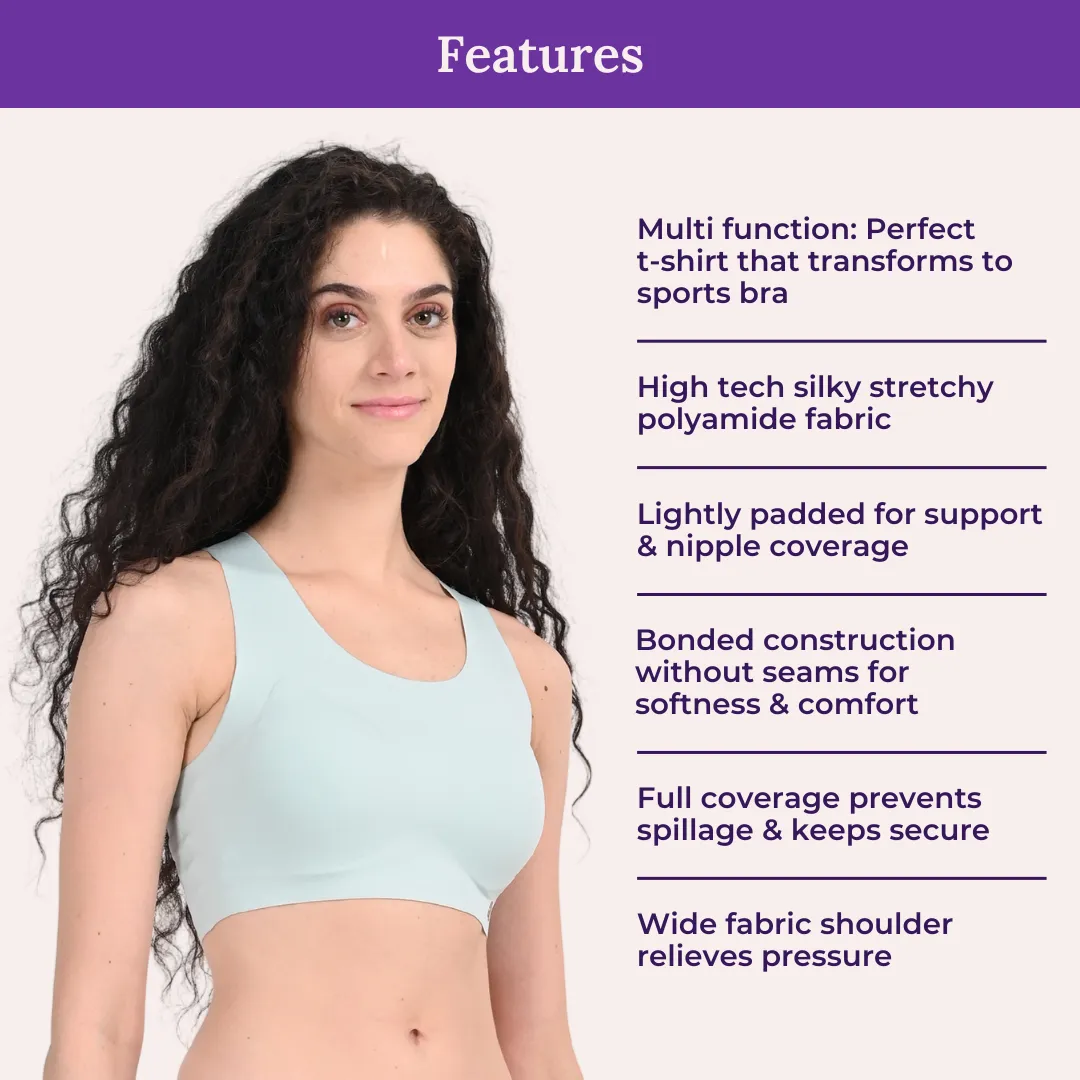 EzeFit Bra | Racerback | High Front Neck | T shirt Bra/Sports Bra | Seamless | Lightly Padded | Non Wired - Image 4