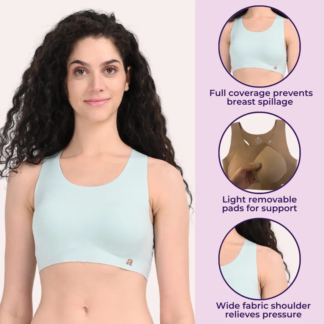 EzeFit Bra | Racerback | High Front Neck | T shirt Bra/Sports Bra | Seamless | Lightly Padded | Non Wired - Image 9
