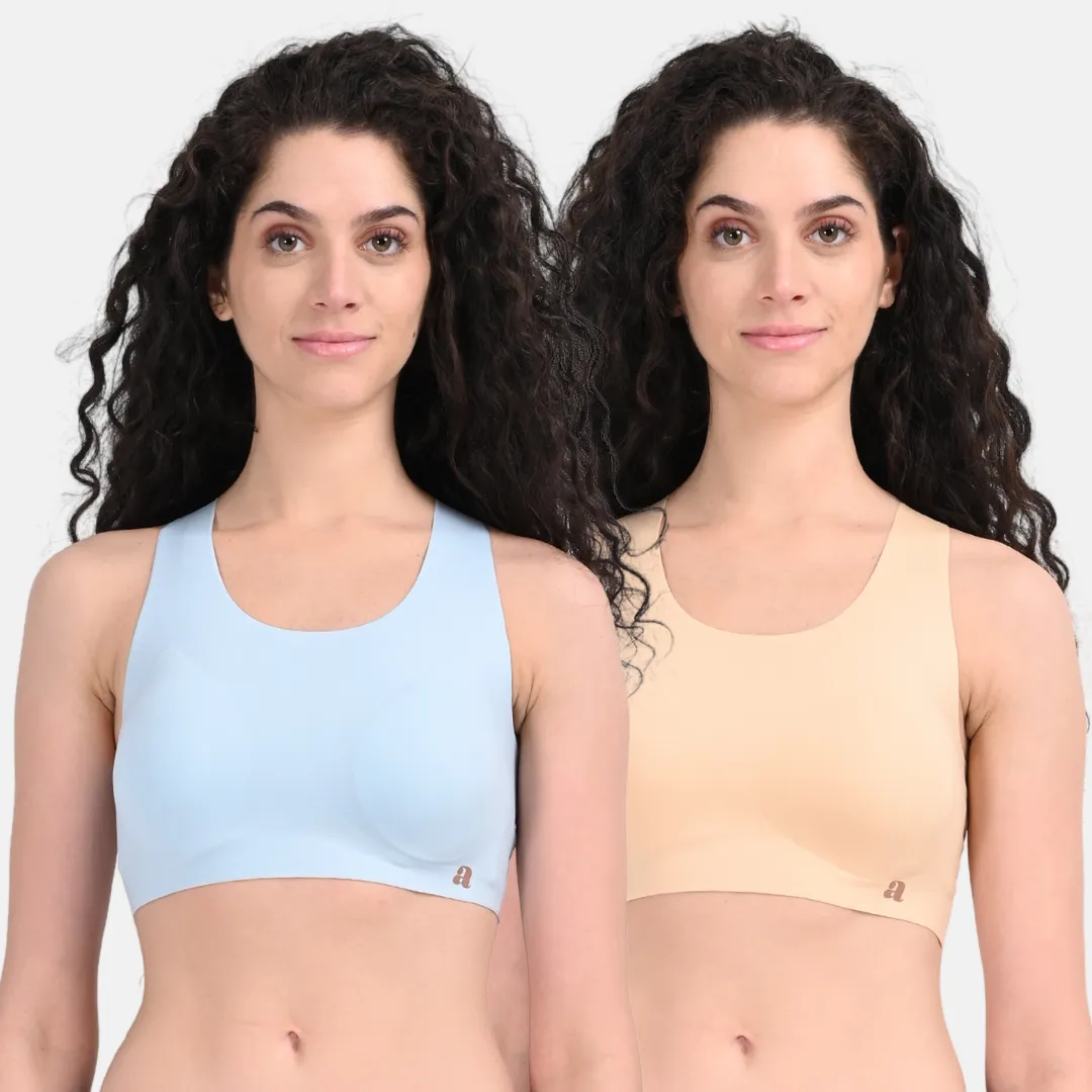 EzeFit Bra | Racerback | Sports Bra/T shirt Bra | Seamless | Non Wired | Lightly Padded | Removable Cups | Pack Of 2 - Image 12