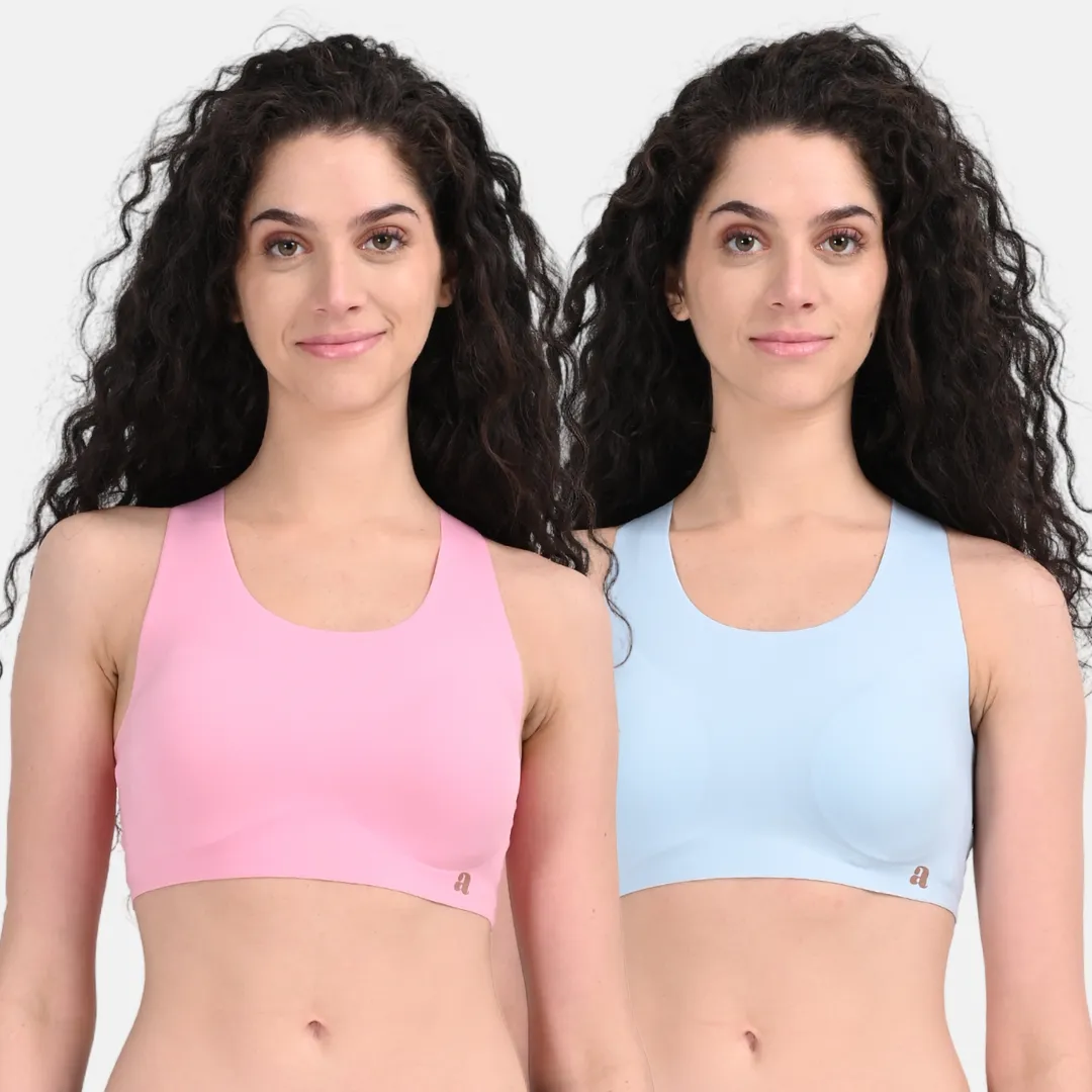EzeFit Bra | Racerback | Sports Bra/T shirt Bra | Seamless | Non Wired | Lightly Padded | Removable Cups | Pack Of 2 - Image 13