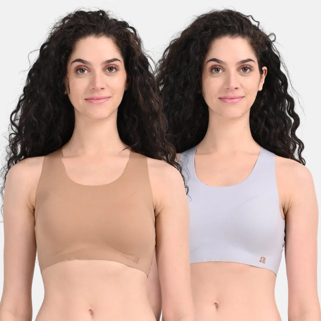 EzeFit Bra | Racerback | Sports Bra/T shirt Bra | Seamless | Non Wired | Lightly Padded | Removable Cups | Pack Of 2 - Image 14