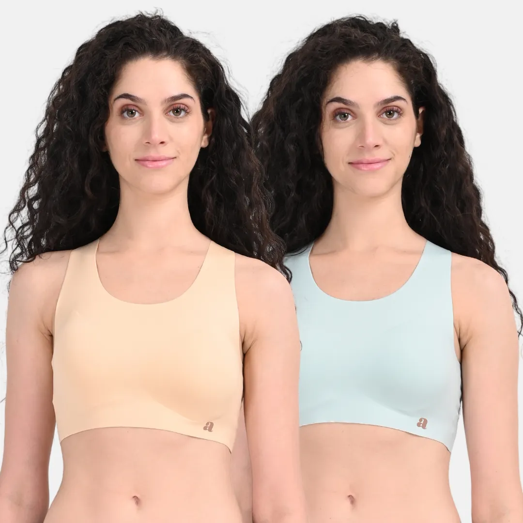 EzeFit Bra | Racerback | Sports Bra/T shirt Bra | Seamless | Non Wired | Lightly Padded | Removable Cups | Pack Of 2 - Image 15