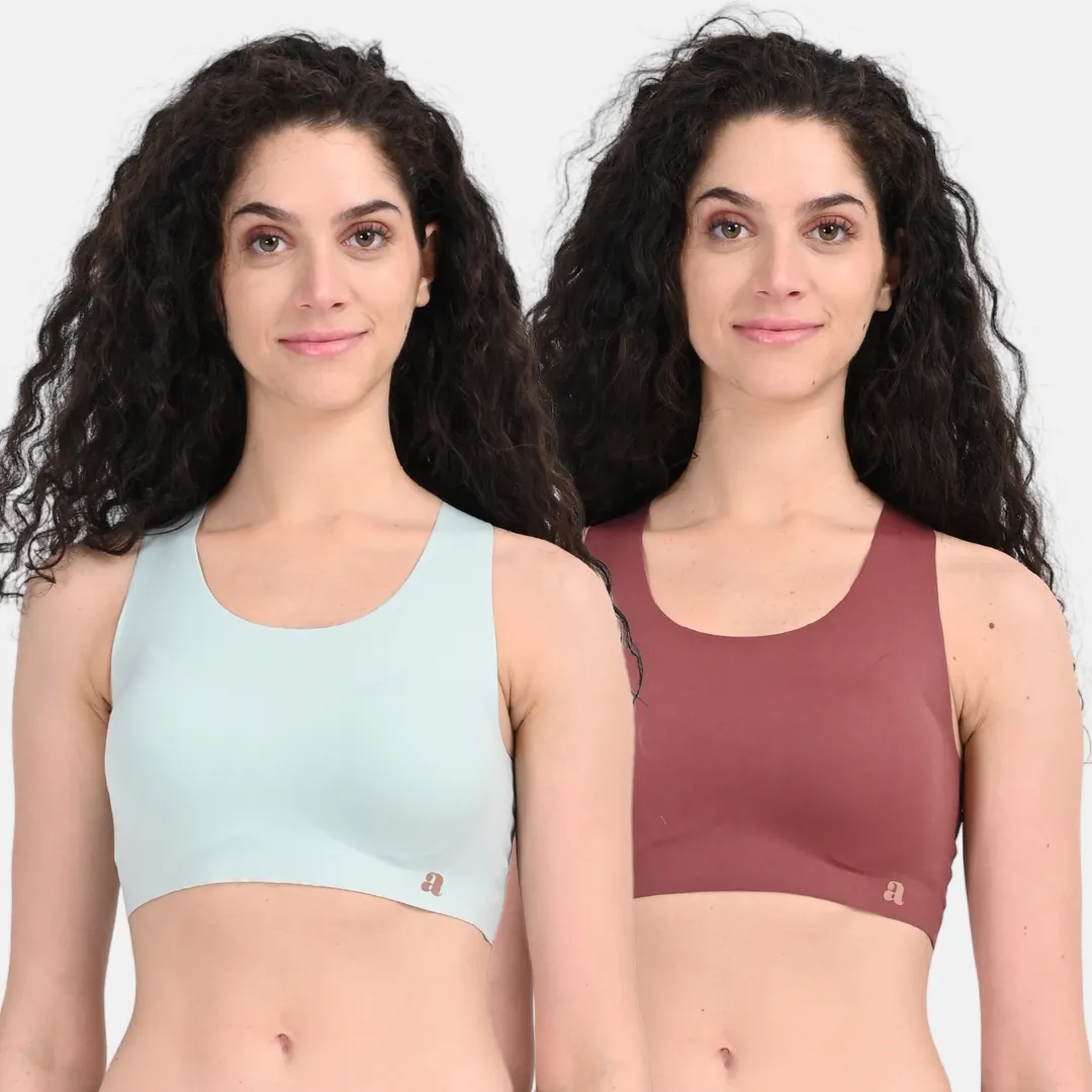 EzeFit Bra | Racerback | Sports Bra/T shirt Bra | Seamless | Non Wired | Lightly Padded | Removable Cups | Pack Of 2 - Image 16