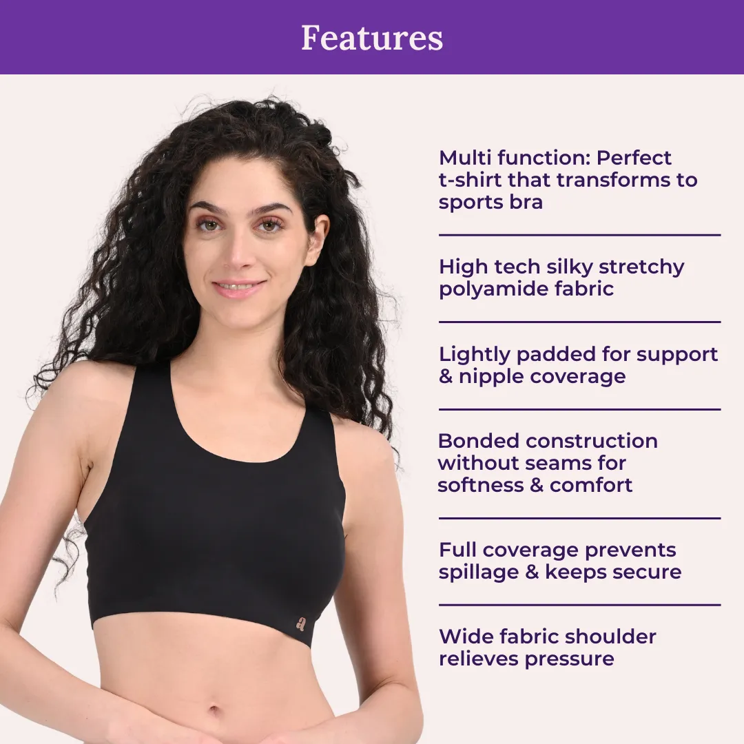 EzeFit Bra | Racerback | Sports Bra/T shirt Bra | Seamless | Non Wired | Lightly Padded | Removable Cups | Pack Of 2 - Image 4