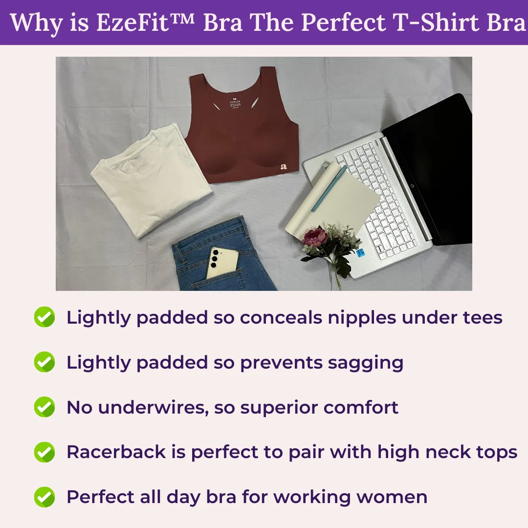 EzeFit Bra | Racerback | Sports Bra/T shirt Bra | Seamless | Non Wired | Lightly Padded | Removable Cups | Pack Of 2 - Image 7