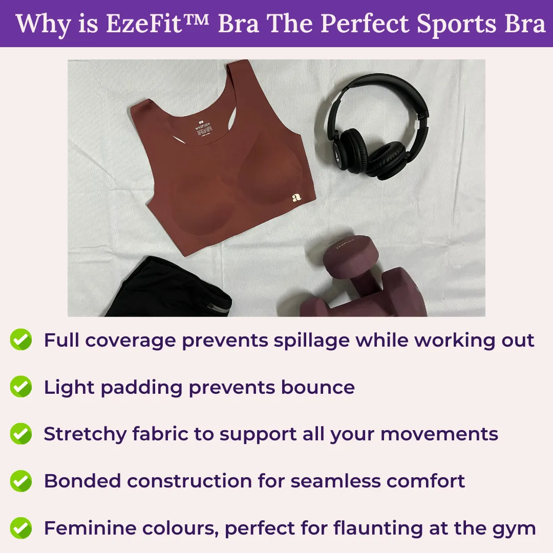 EzeFit Bra | Racerback | Sports Bra/T shirt Bra | Seamless | Non Wired | Lightly Padded | Removable Cups | Pack Of 2 - Image 8