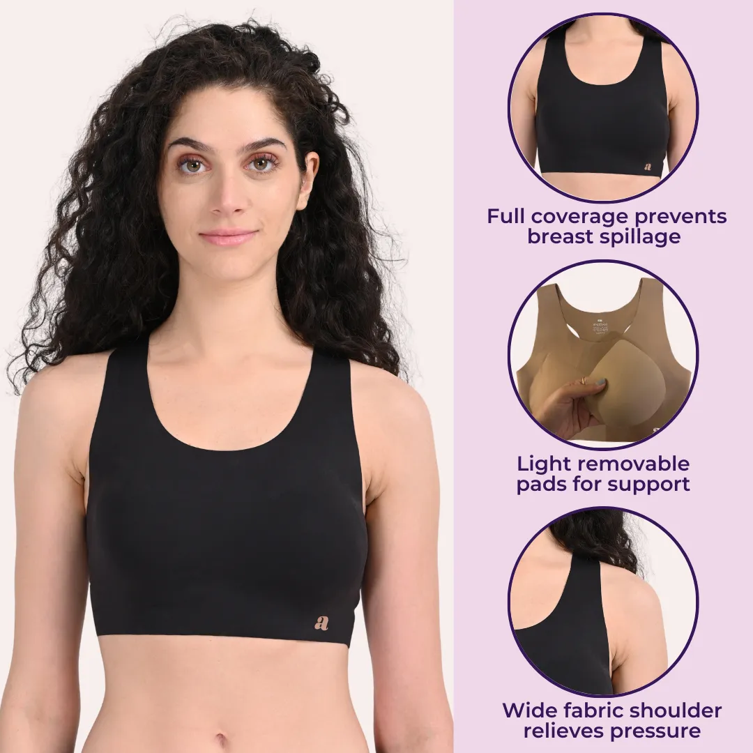EzeFit Bra | Racerback | Sports Bra/T shirt Bra | Seamless | Non Wired | Lightly Padded | Removable Cups | Pack Of 2 - Image 9