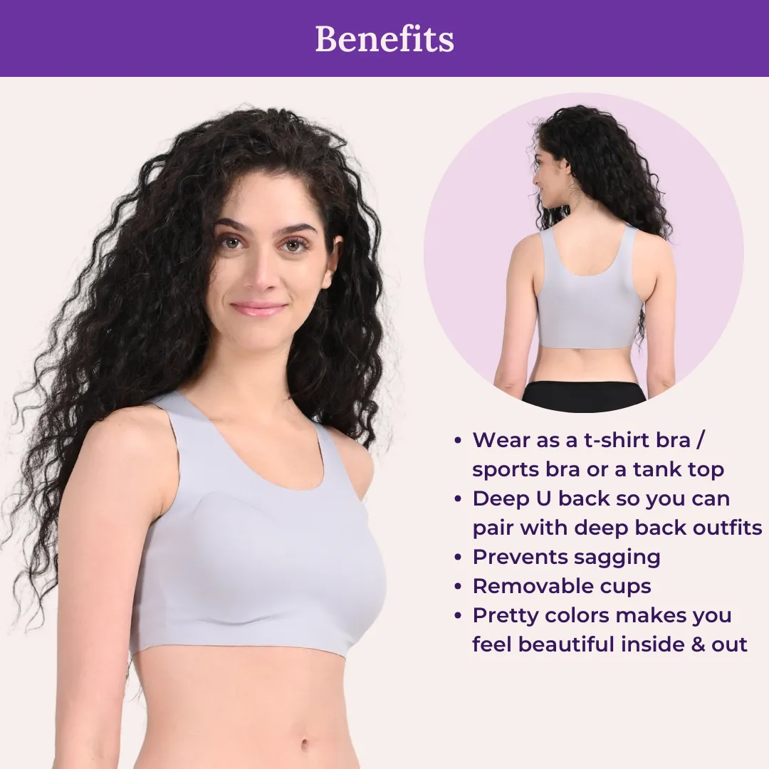 EzeFit Bra | U Back | Seamless | Fabric Shoulder | T shirt Bra/Sports Bra | Removable Pads | Non Wired - Image 5