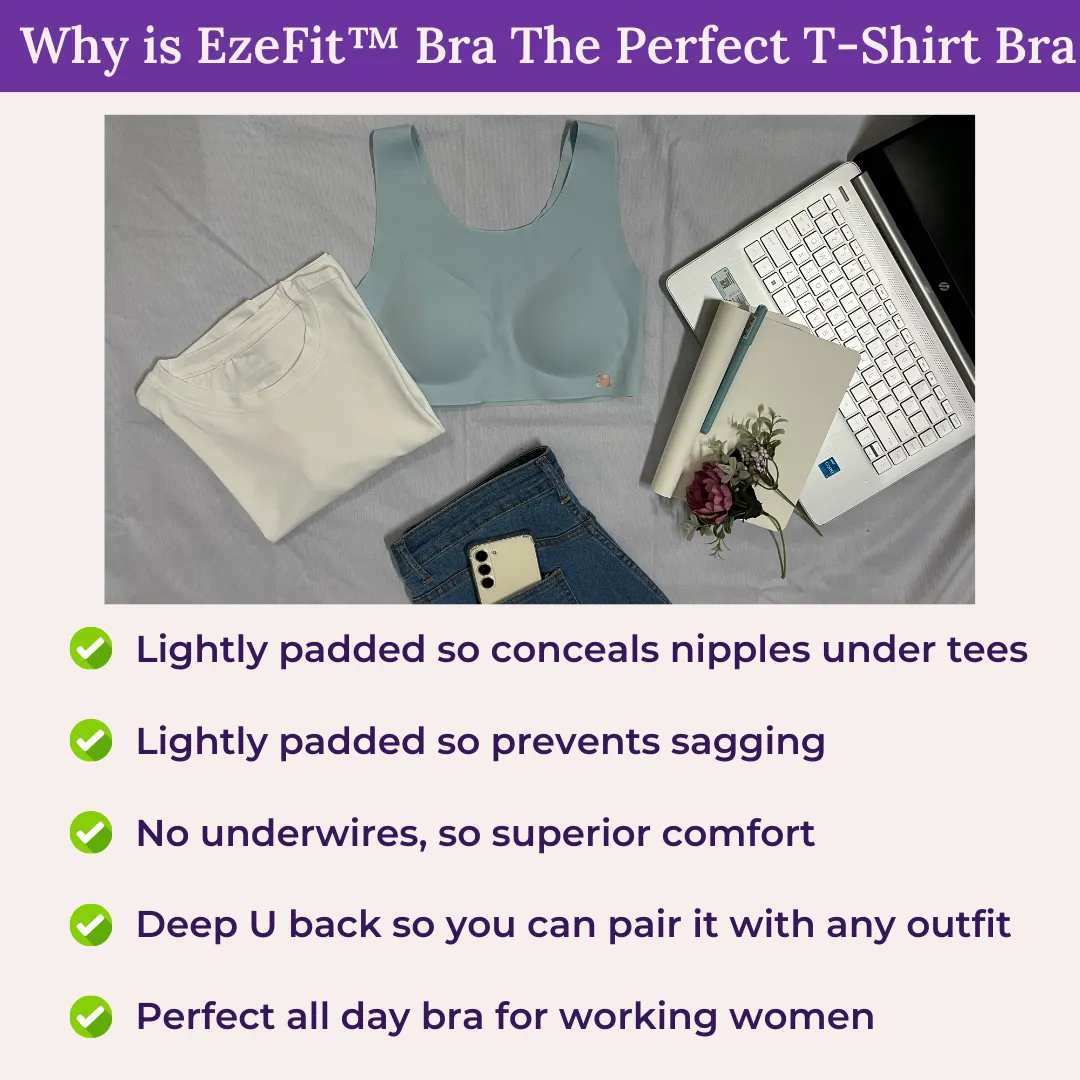 EzeFit Bra | U Back | Seamless | Fabric Shoulder | T shirt Bra/Sports Bra | Removable Pads | Non Wired - Image 6