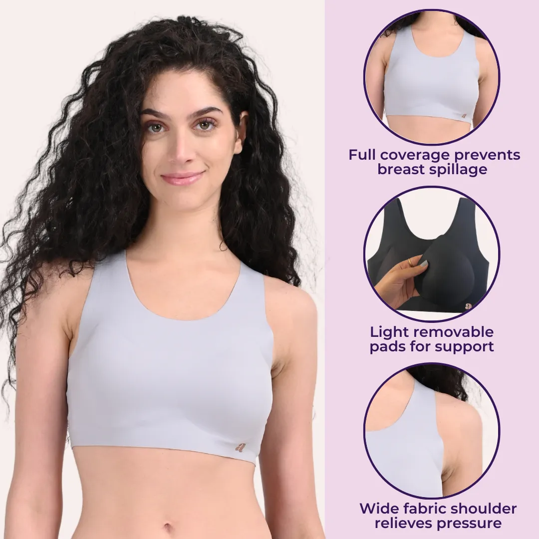 EzeFit Bra | U Back | Seamless | Fabric Shoulder | T shirt Bra/Sports Bra | Removable Pads | Non Wired - Image 9