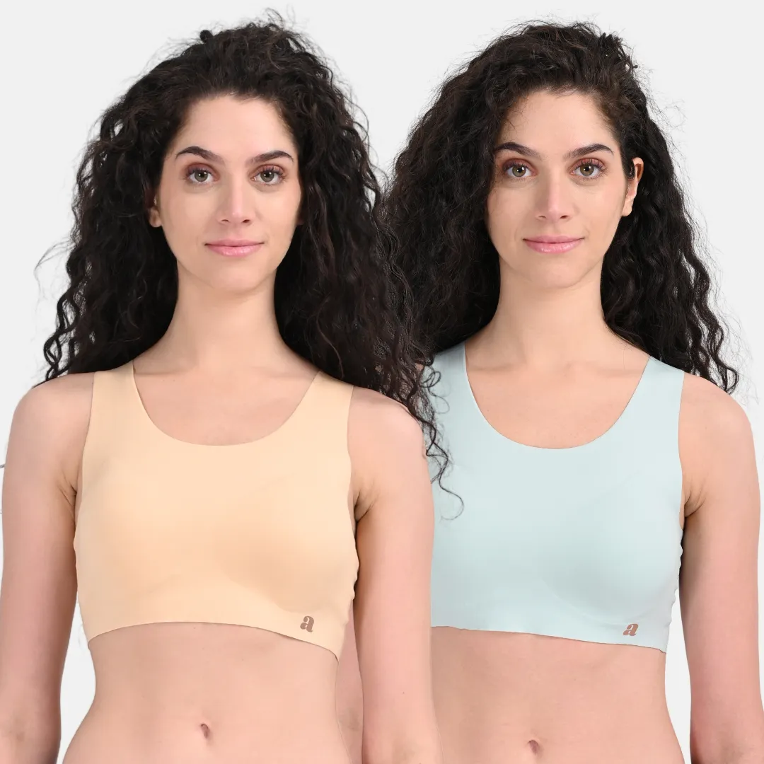 EzeFit Bra | U Back | Sports Bra/T shirt Bra | Lightly Padded | Seamless | Removable Pads | Pack Of 2 - Image 17