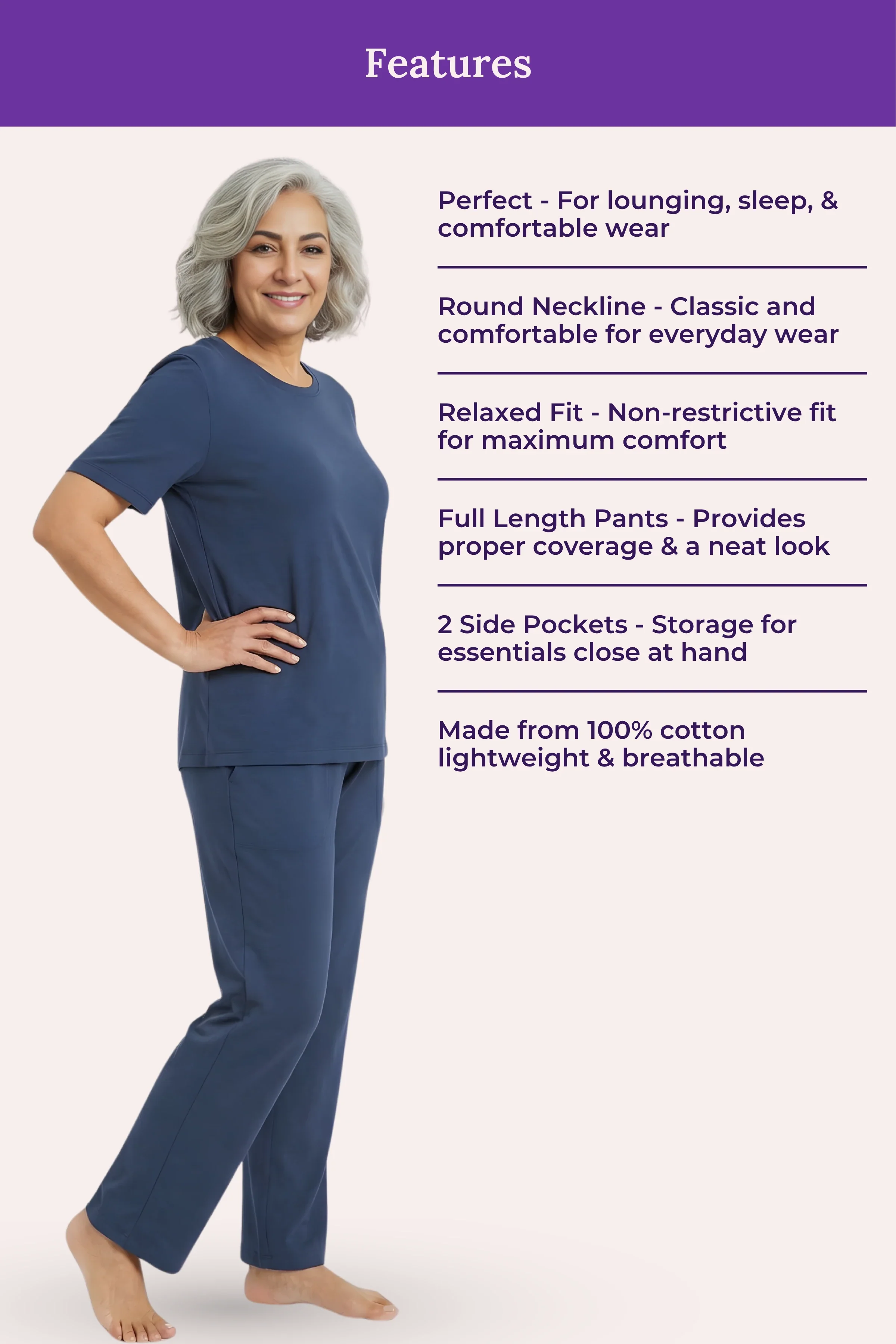 Pyjama Set | T-shirt & Pyjama | Cotton Blend | Relaxed Fit | Elasticated Waistband - Image 4