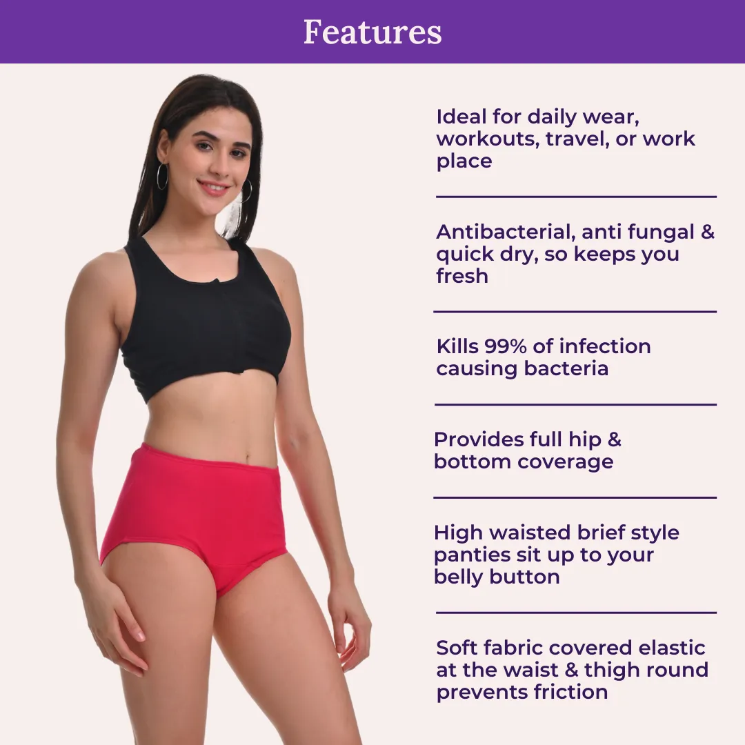 Hygiene Underwear | High Waist | Brief Fit | Prevents UTIs | Pack Of 3 - Image 4
