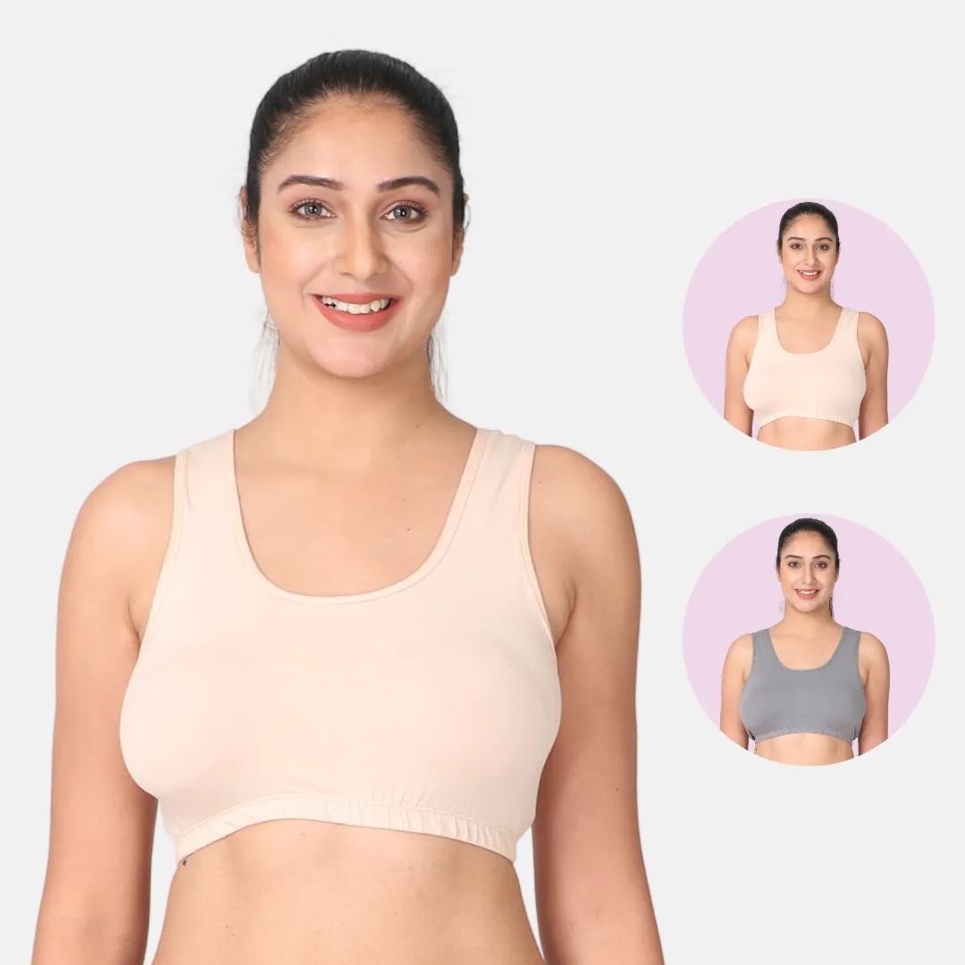 Sleep Bra | Lounge Bra | Non Padded | Non Wired | Full Coverage | Racerback | Pack Of 2 - Image 11