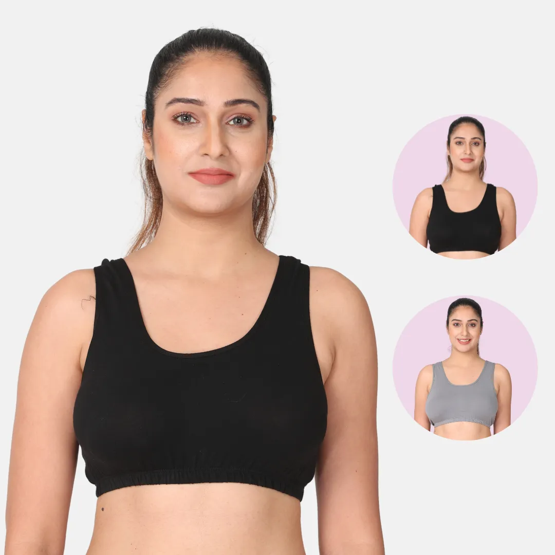 Sleep Bra | Lounge Bra | Non Padded | Non Wired | Full Coverage | Racerback | Pack Of 2 - Image 13