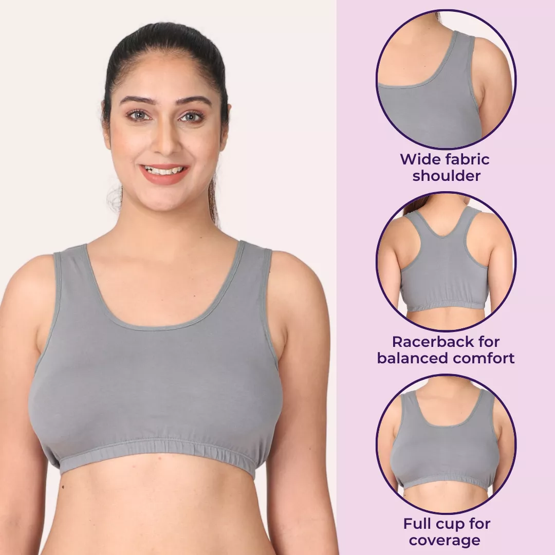 Sleep Bra | Lounge Bra | Non Padded | Non Wired | Full Coverage | Racerback | Pack Of 2 - Image 7