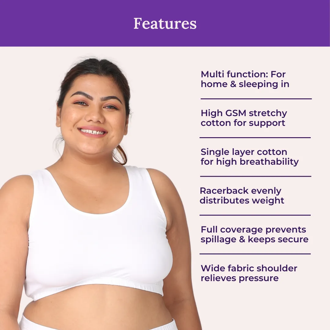 Sleep Bra For Large Breasts | Lounge Bra For Large Breasts | Non Padded | Non Wired | Full Coverage | Racerback - Image 2