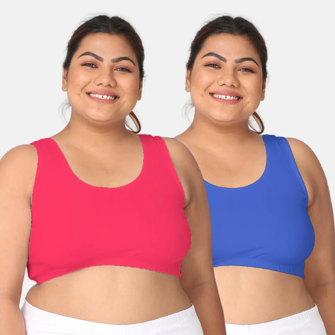 Sleep Bra For Large Bust | Lounge Bra For Large Bust | Non Padded | Non Wired | Full Coverage | Racerback | Pack Of 2