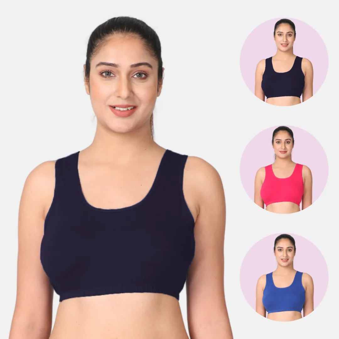 Sleep Bra | Lounge Bra | Non Padded | Non Wired | Full Coverage | Racerback | Pack Of 3 - Image 11