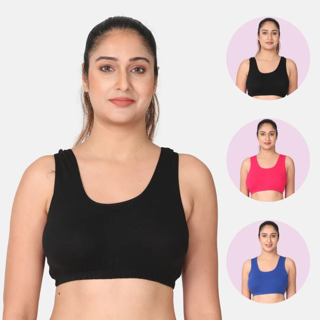 Sleep Bra | Lounge Bra | Non Padded | Non Wired | Full Coverage | Racerback | Pack Of 3 - Image 12