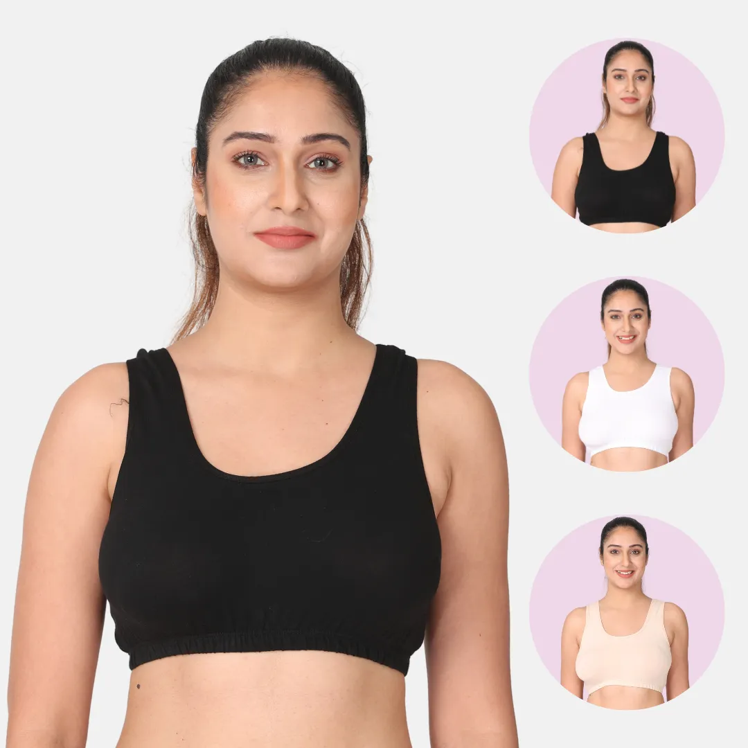 Sleep Bra | Lounge Bra | Non Padded | Non Wired | Full Coverage | Racerback | Pack Of 3 - Image 13