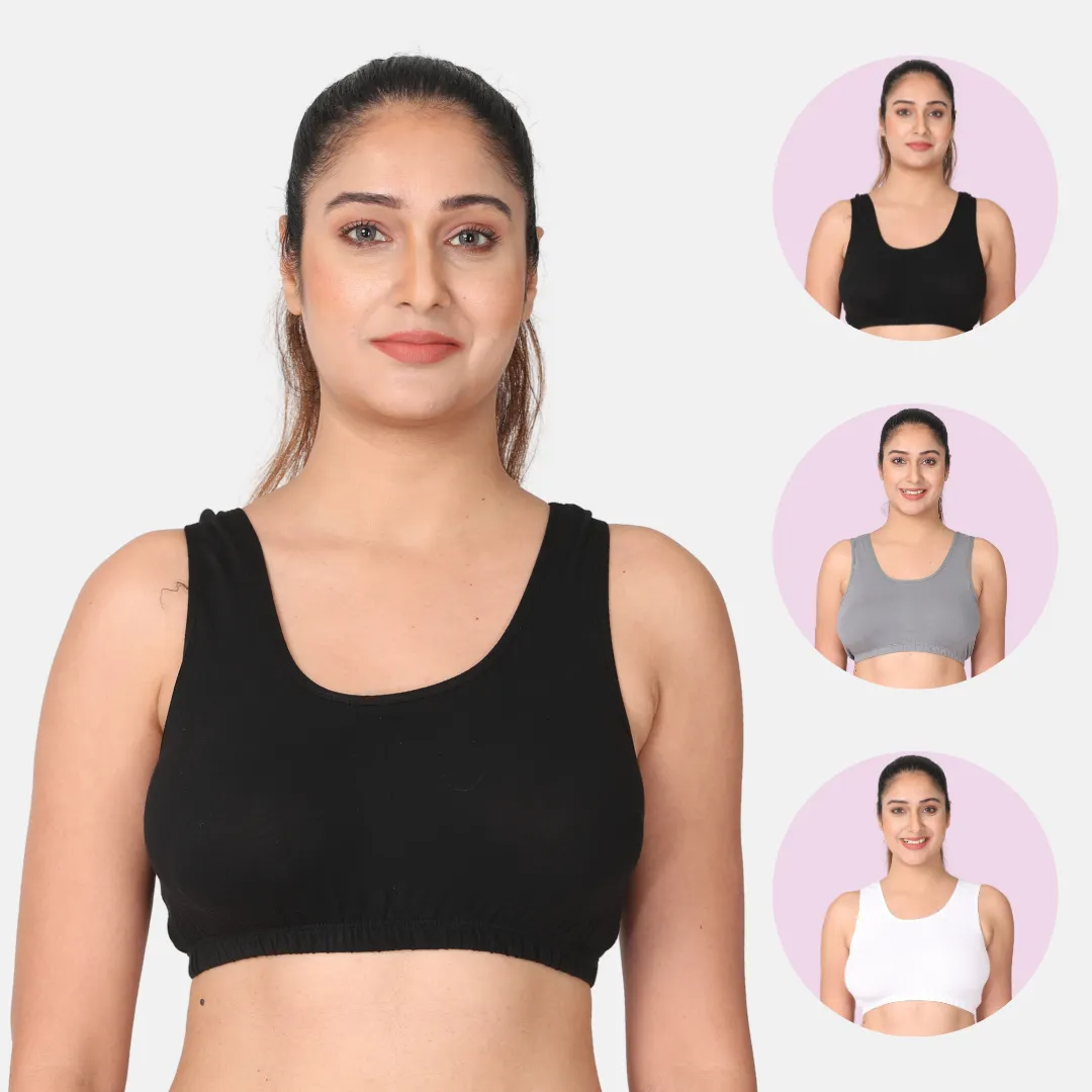 Sleep Bra | Lounge Bra | Non Padded | Non Wired | Full Coverage | Racerback | Pack Of 3 - Image 14