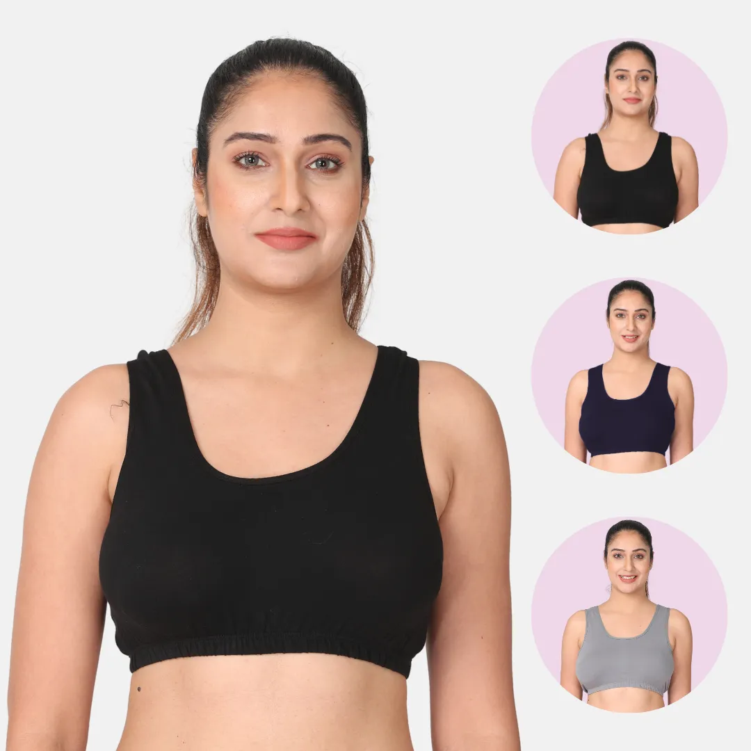 Sleep Bra | Lounge Bra | Non Padded | Non Wired | Full Coverage | Racerback | Pack Of 3 - Image 15
