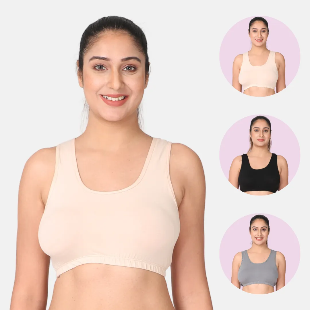 Sleep Bra | Lounge Bra | Non Padded | Non Wired | Full Coverage | Racerback | Pack Of 3 - Image 16
