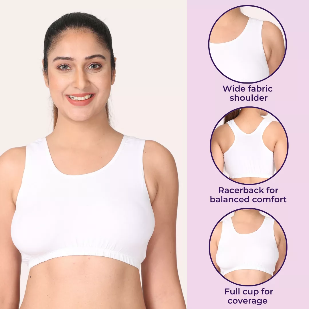 Sleep Bra | Lounge Bra | Non Padded | Non Wired | Full Coverage | Racerback | Pack Of 3 - Image 7