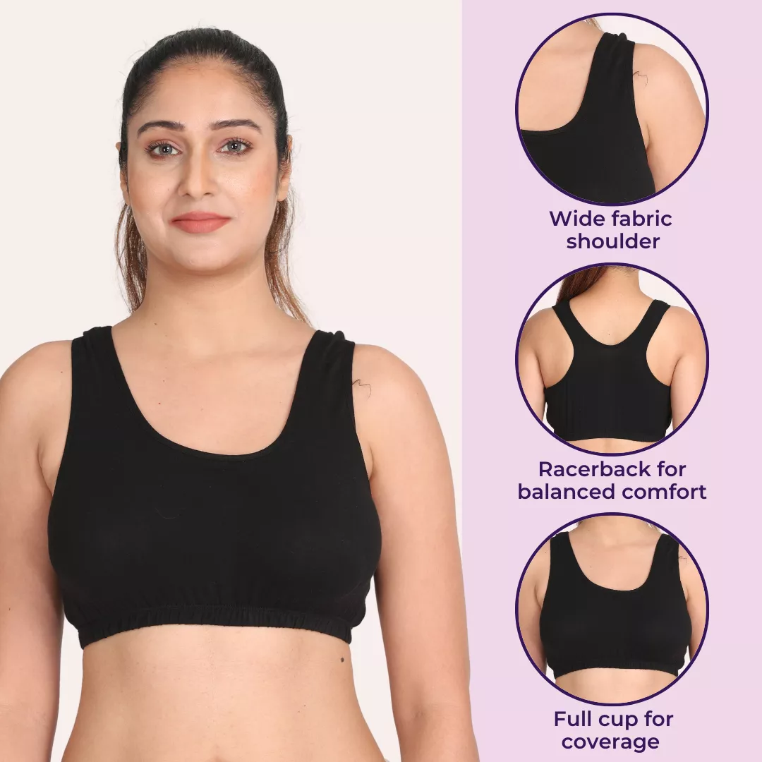 Sleep Bra | Lounge Bra | Non Padded | Non Wired | Full Coverage | Racerback | Pack Of 3 - Image 6