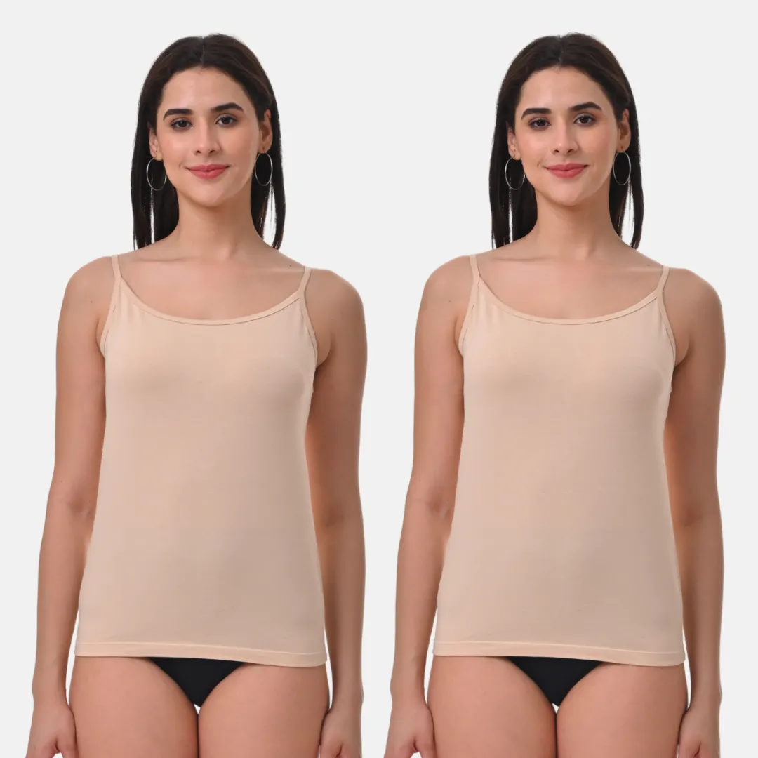 Women Camisole | Soft Adjustable Shoulder Elastic | Offers Full Coverage | Pack Of 2 - Image 9