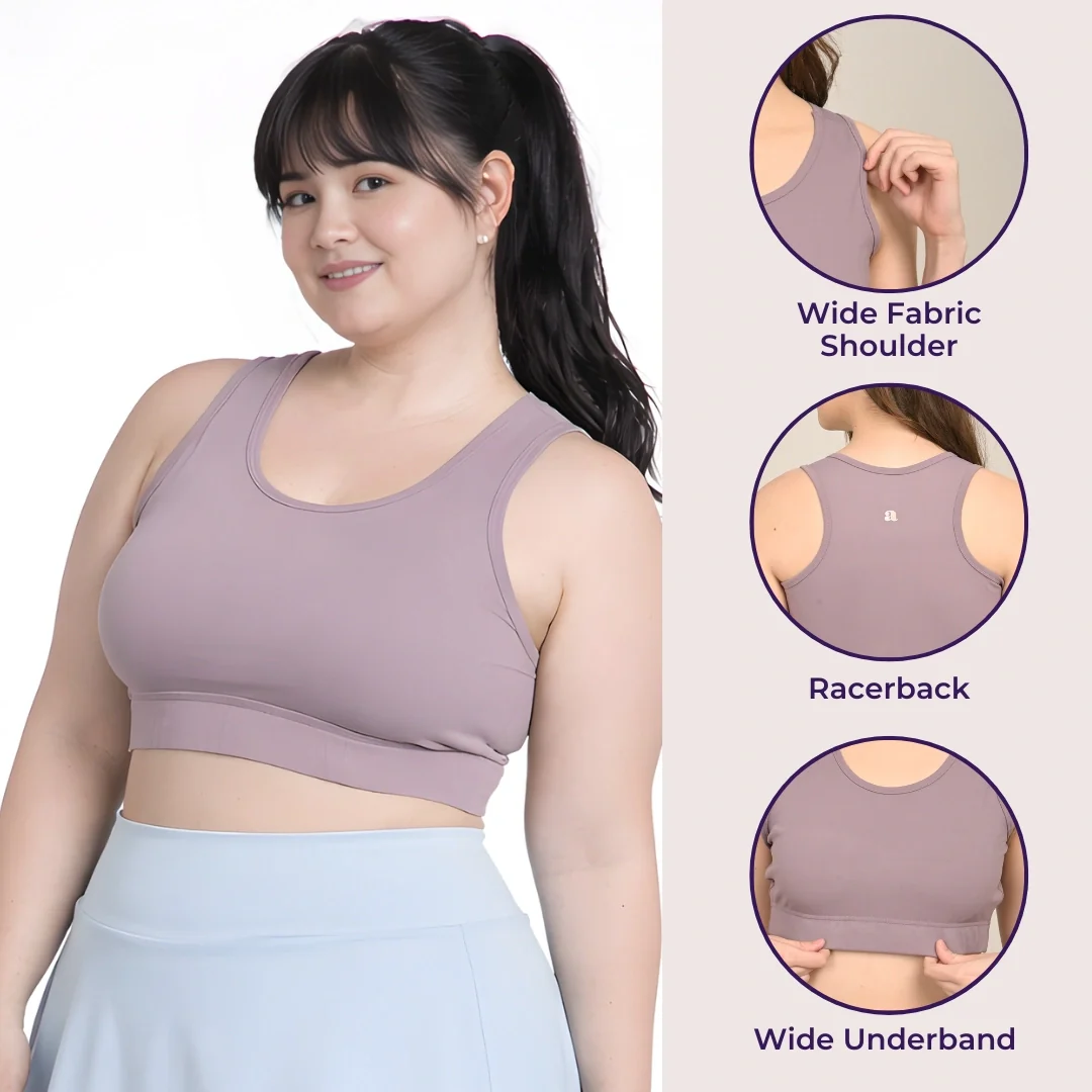 Sports Bra for Heavy Bust | Wire-Free | Racerback | Wide Underband | Removable Cups