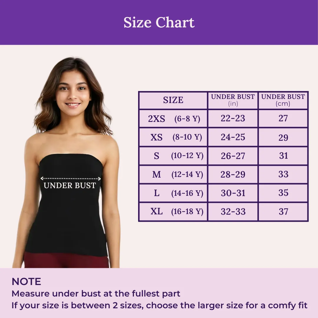 Tube Tank For Teens | Off-Shoulder Style | Built-In Bra | Secure Anti-Slip Elastic | Comfortable Support | Breathable Cotton Stretch | Modest Full Coverage - Image 3