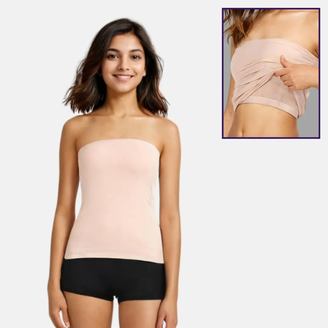 Tube Tank For Teens | Off-Shoulder Style | Built-In Bra | Secure Anti-Slip Elastic | Comfortable Support | Breathable Cotton Stretch | Modest Full Coverage - Image 6