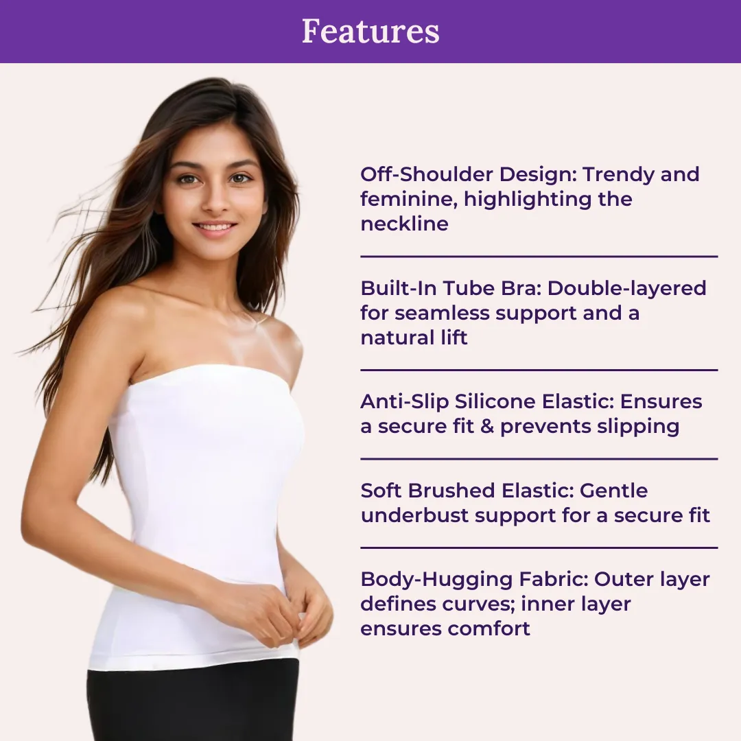 Tube Tank For Teens | Off-Shoulder Style | Built-In Bra | Secure Anti-Slip Elastic | Comfortable Support | Breathable Cotton Stretch | Modest Full Coverage | 2-Pack - Image 4