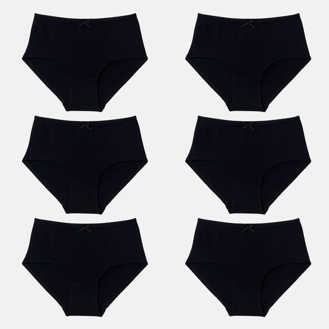 BrZee Hipsters For Teens | Lightweight Cotton-Elastane Fabric | Super Stretchy For Comfort | No Visible Panty Lines | Pack Of 6