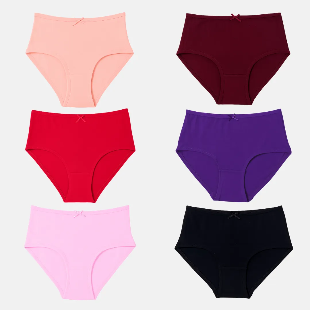 BrZee Hipsters For Teens | Lightweight Cotton-Elastane Fabric | Super Stretchy For Comfort | No Visible Panty Lines | Pack Of 6 - Image 10