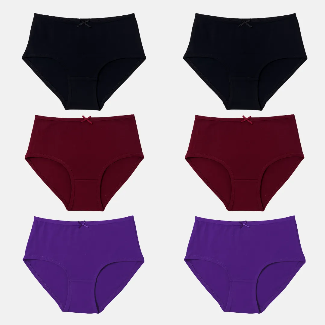 BrZee Hipsters For Teens | Lightweight Cotton-Elastane Fabric | Super Stretchy For Comfort | No Visible Panty Lines | Pack Of 6 - Image 11
