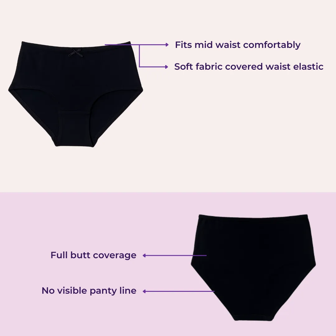 BrZee Hipsters For Teens | Lightweight Cotton-Elastane Fabric | Super Stretchy For Comfort | No Visible Panty Lines | Pack Of 6 - Image 3