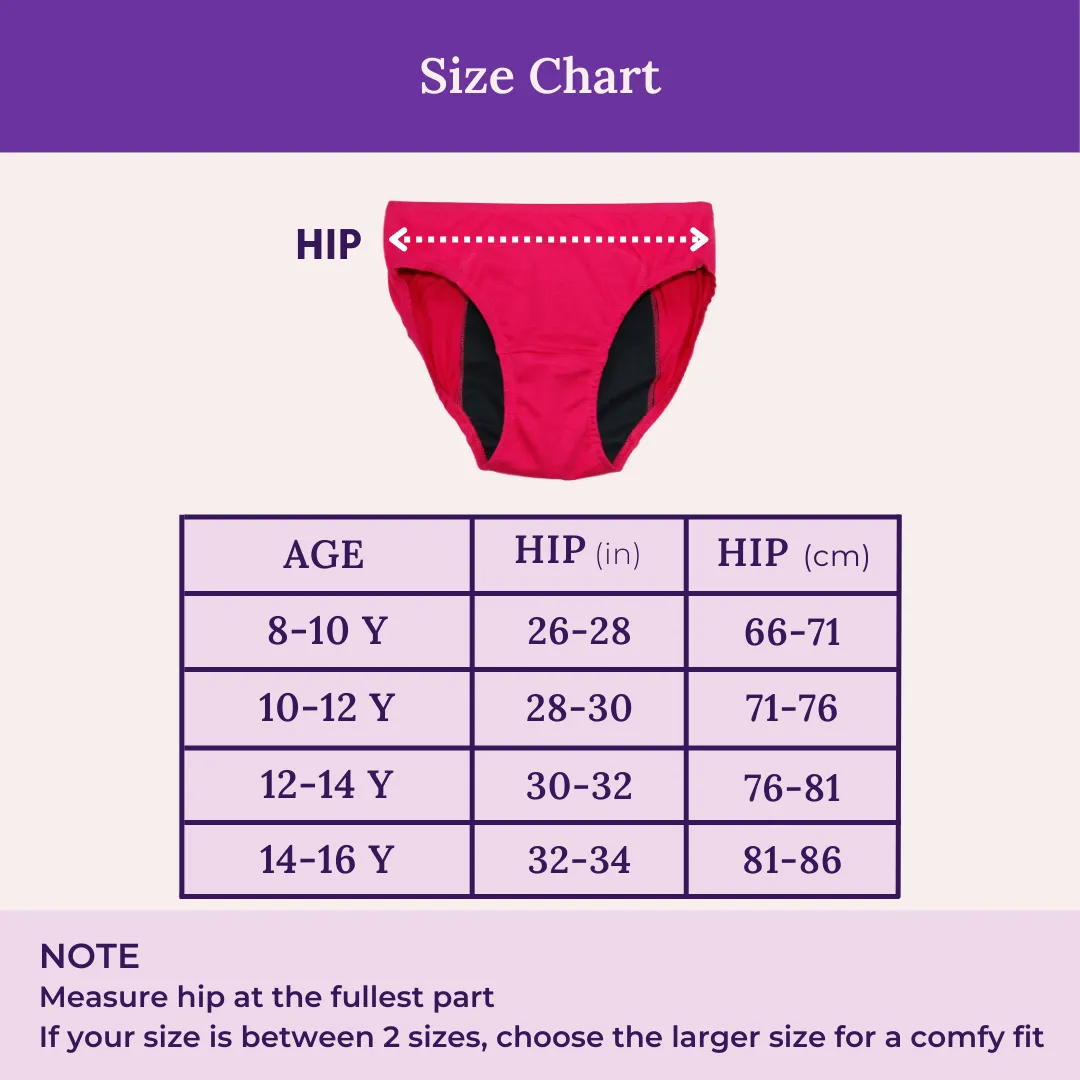 Medium Flow Period Panties For Teens | Hipster Fit | Use with Pad For Hygiene | Prevents Front & Back Stains | 2 Pack - Image 3