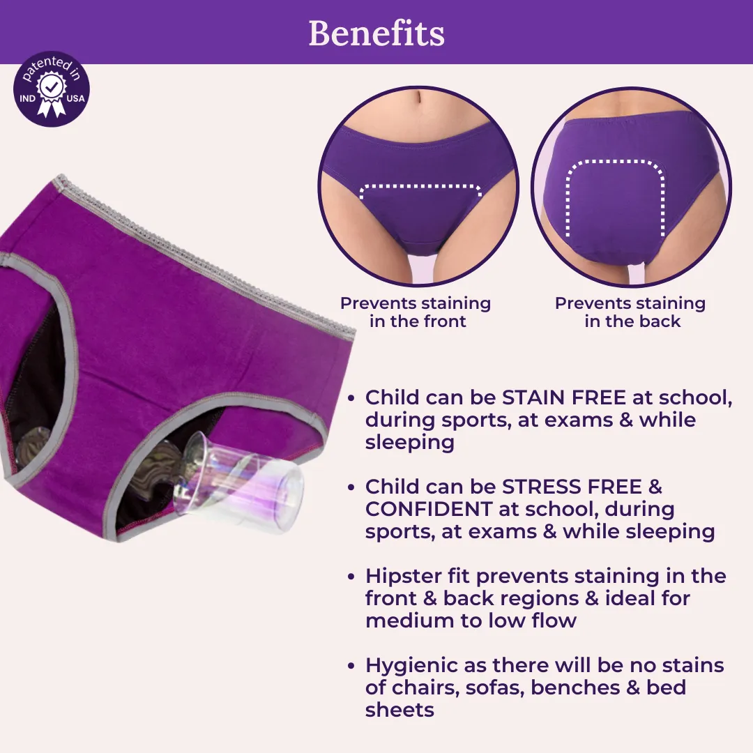 Medium Flow Period Panties For Teens | Hipster Fit | Use with Pad For Hygiene | Prevents Front & Back Stains | 2 Pack - Image 4