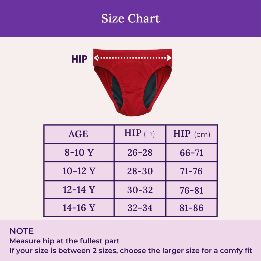 Teen Period Panties | Ideal For Medium To Low Flow Days | Hipster Fit | Use with Pad for Hygiene | 1 Pack - Image 3