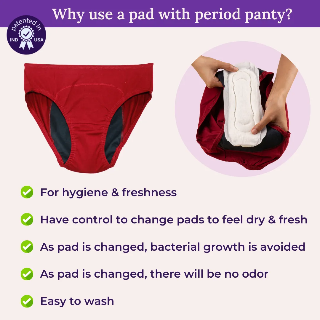 Teen Period Panties | Ideal For Medium To Low Flow Days | Hipster Fit | Use with Pad for Hygiene | 1 Pack - Image 7